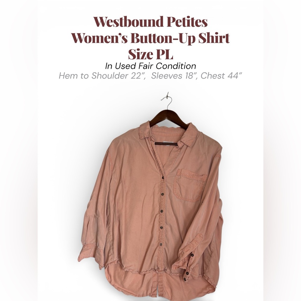 Westbound Dusty Pink Button-Up Shirt โ Petite Large (PL)